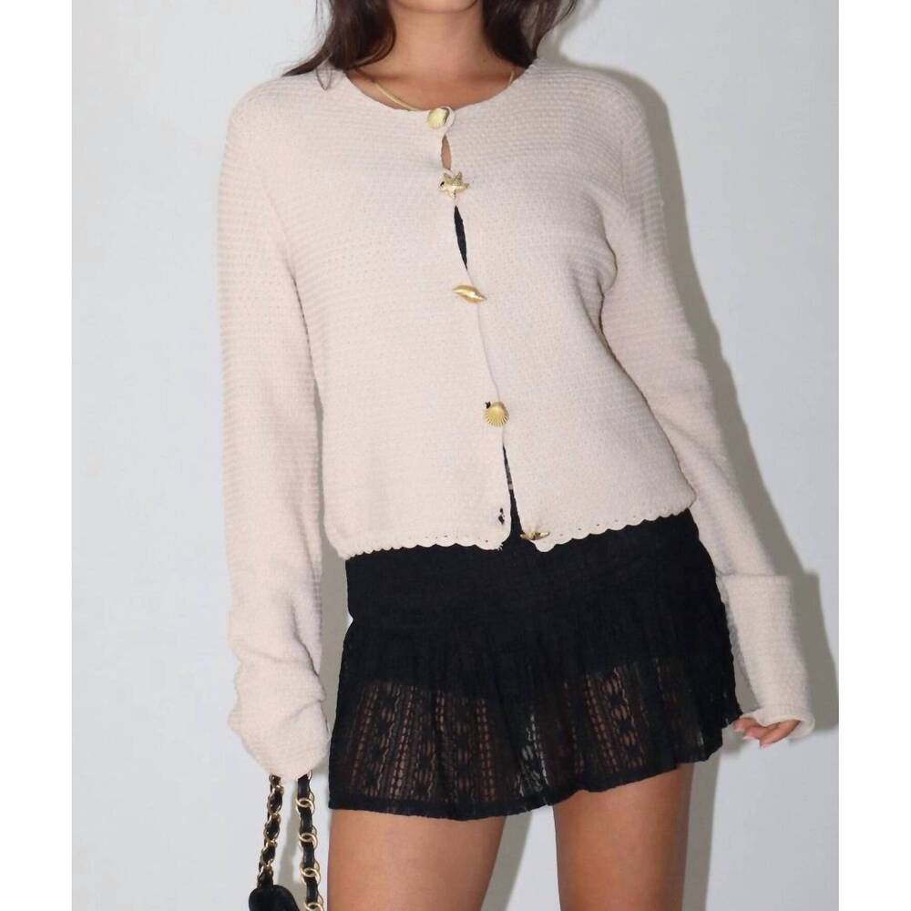 NEW BAILEY ROSE shell button cardigan in tan